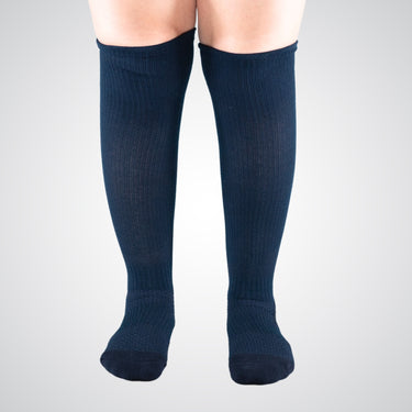 Blue knee-high compression socks