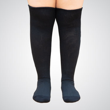 Comfy knee-high black non-binding socks