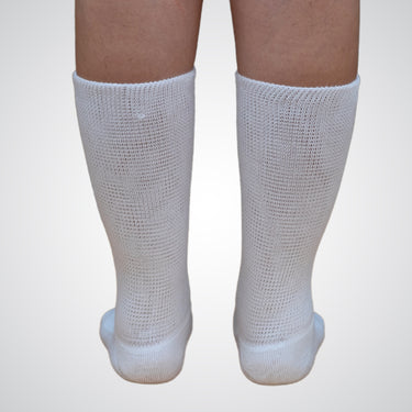 Crew-high white non-binding socks