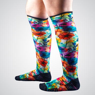 Flower pattern compression socks