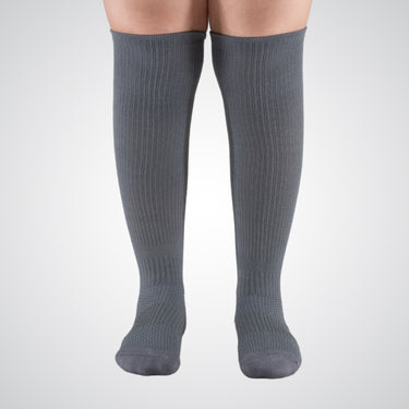 Gray knee-high compression socks
