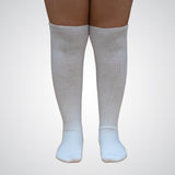 White knee-high non-binding socks