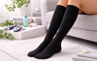Women wearing black diabetic socks